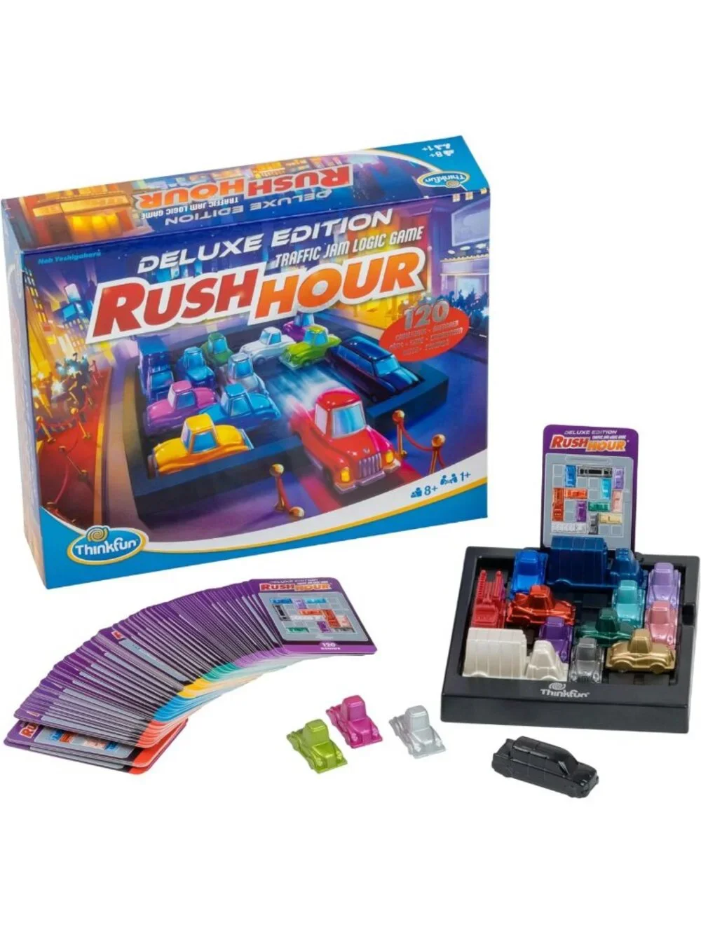 Deluxe Logic Game - ThinkFun Rush Hour - 120 Traffic Challenges & Metallic Limo